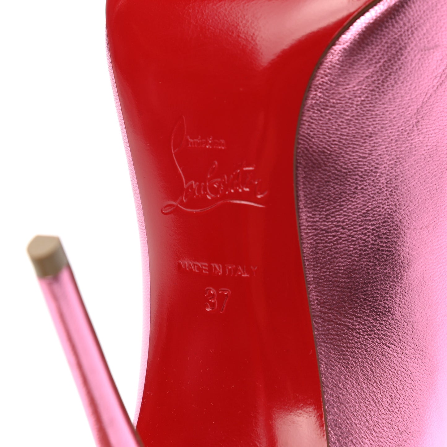 Metallic Calfskin Hot Chick 100 Pumps 37 Pink
