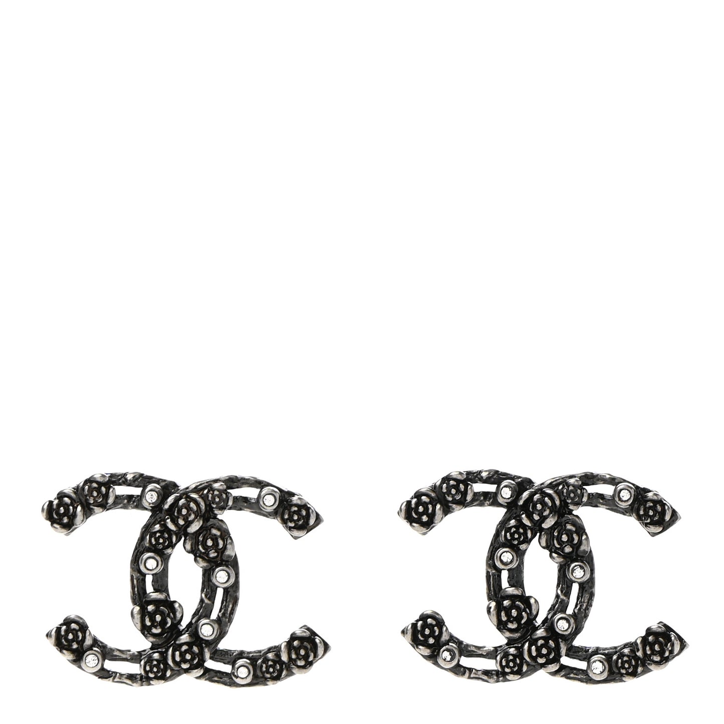 Crystal CC Camellia Earrings Ruthenium