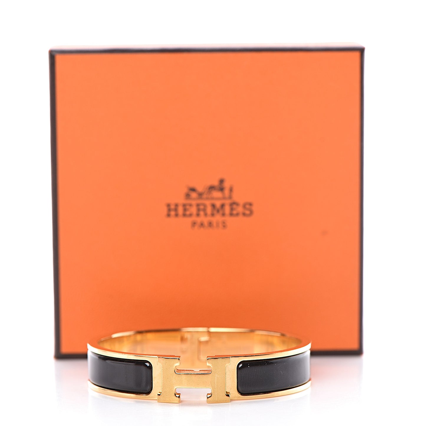 Enamel Narrow Clic Clac H Bracelet PM Black