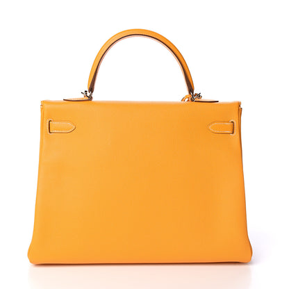 Hermes Epsom Candy Kelly Retourne 35 Jaune D'Or Feu 13 of 33
