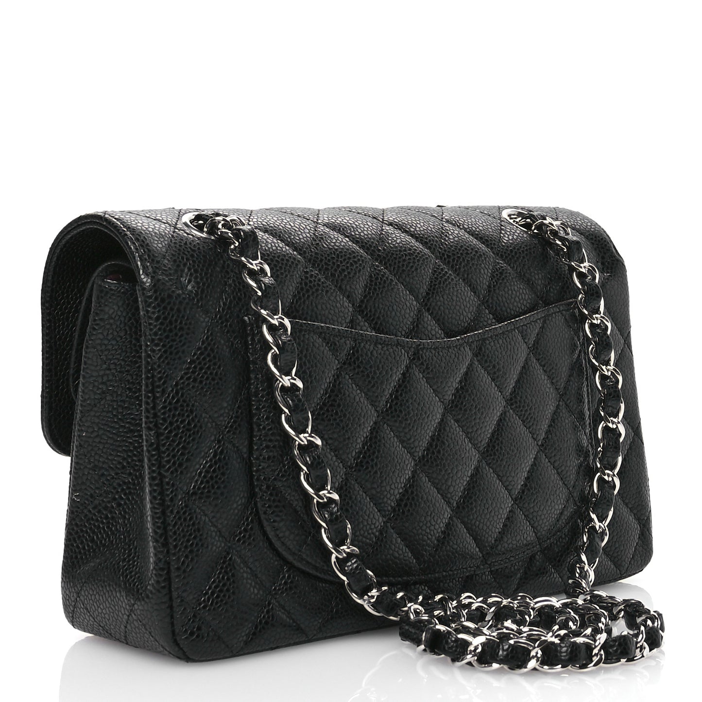 Caviar Quilted Small Double Flap Black