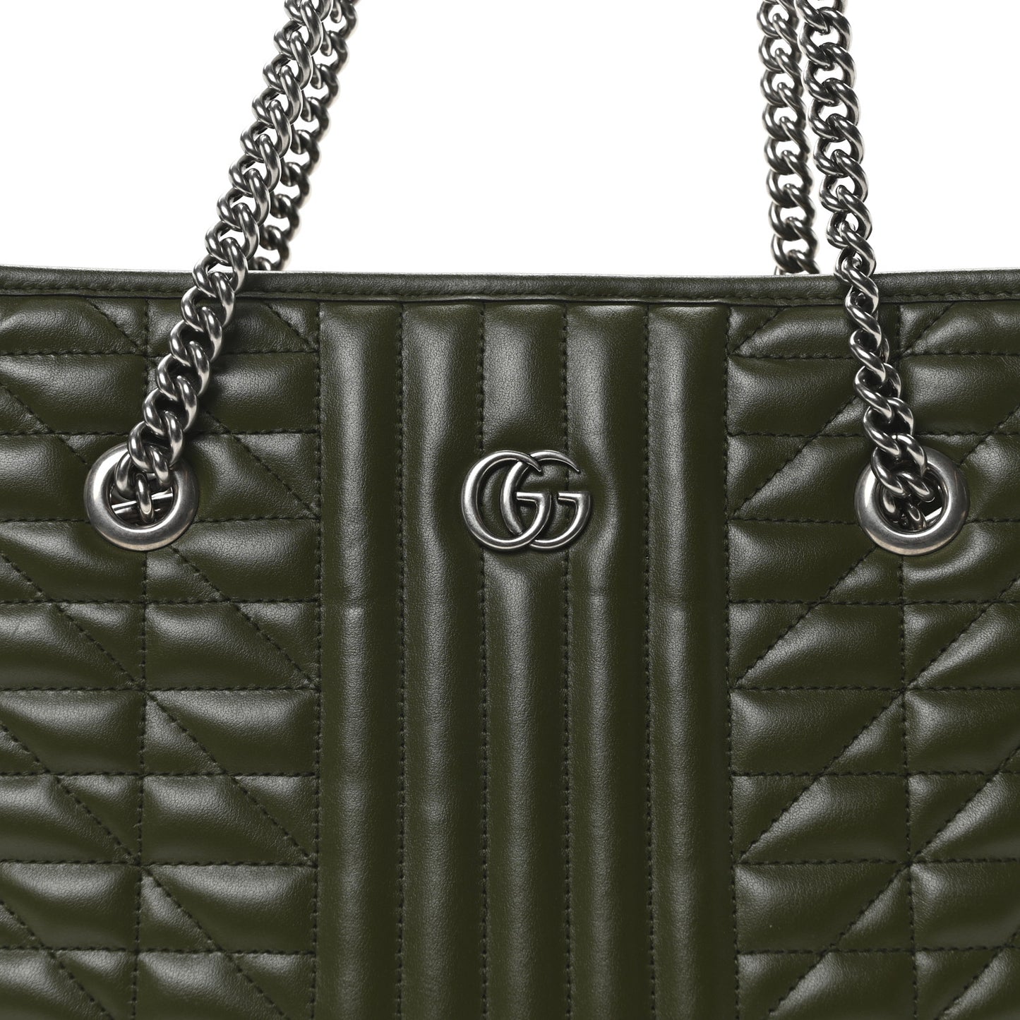Calfskin Matelasse Aria Medium GG Marmont Shoulder Tote Military Wood