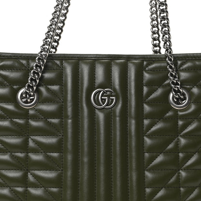 Gucci Calfskin Matelasse Aria Medium GG Marmont Shoulder Tote Military Wood 8 of 10