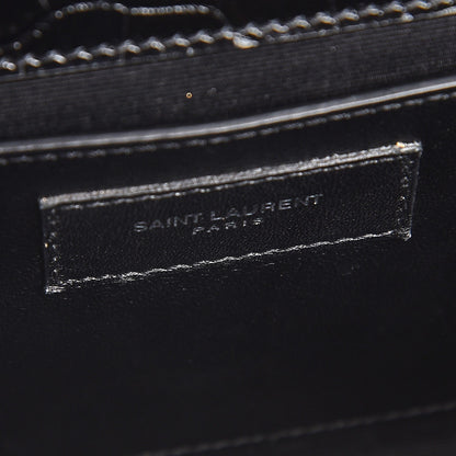 Saint Laurent Calfskin Crocodile Embossed Medium Classic Monogram Kate Tassel Satchel Black 7 of 8