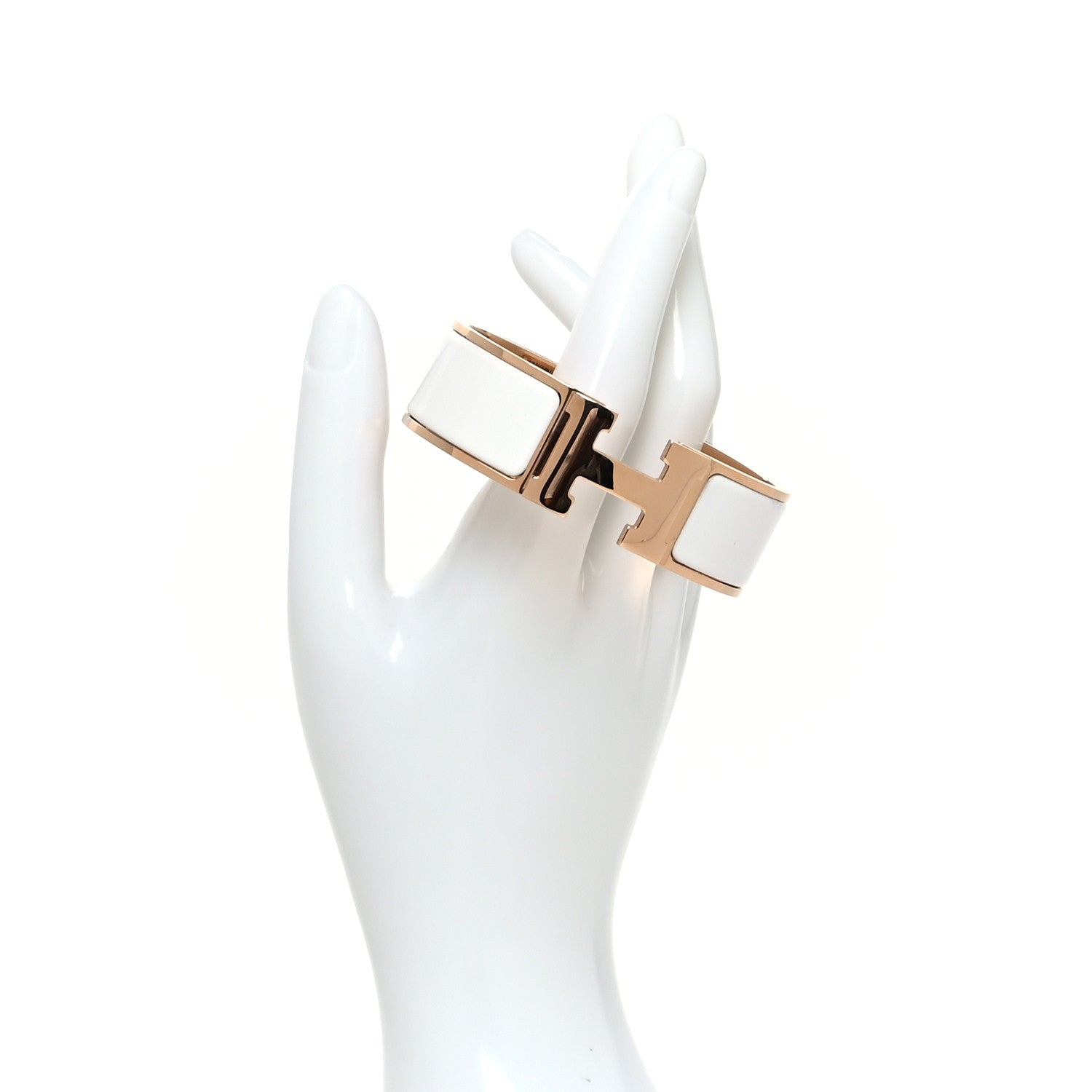 Hermes Enamel Wide Clic Clac H Bracelet GM White 2 of 5