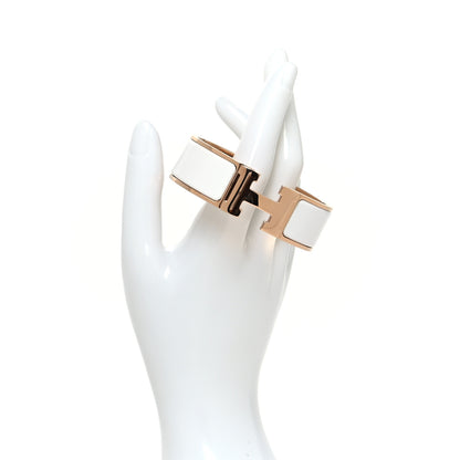 Hermes Enamel Wide Clic Clac H Bracelet GM White 2 of 5