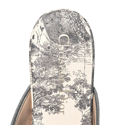 Christian Dior Canvas Embroidered Toile De Jouy Off Flat Mules 35.5 Grey Stone 7 of 9
