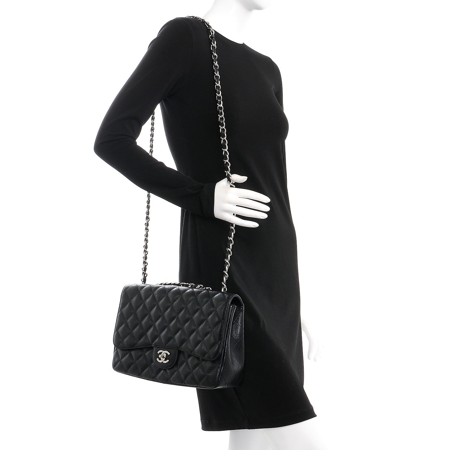 Chanel Caviar Quilted Jumbo Single Flap Black 2 of 8