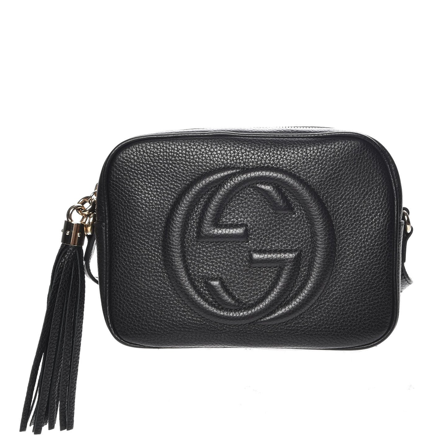 Pebbled Calfskin Small Soho Disco Bag Black