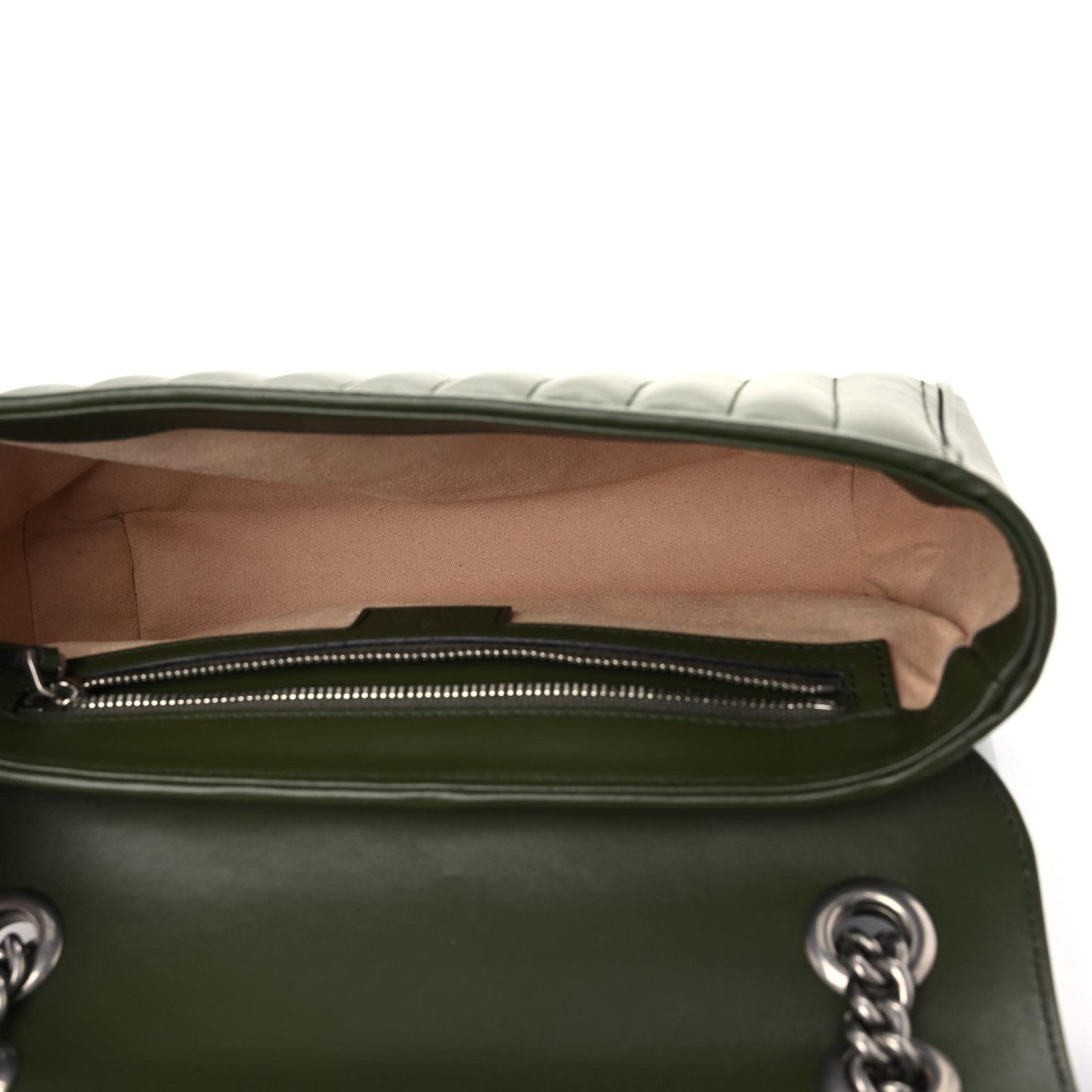 Calfskin Matelasse Aria Small GG Marmont Shoulder Bag Military Wood