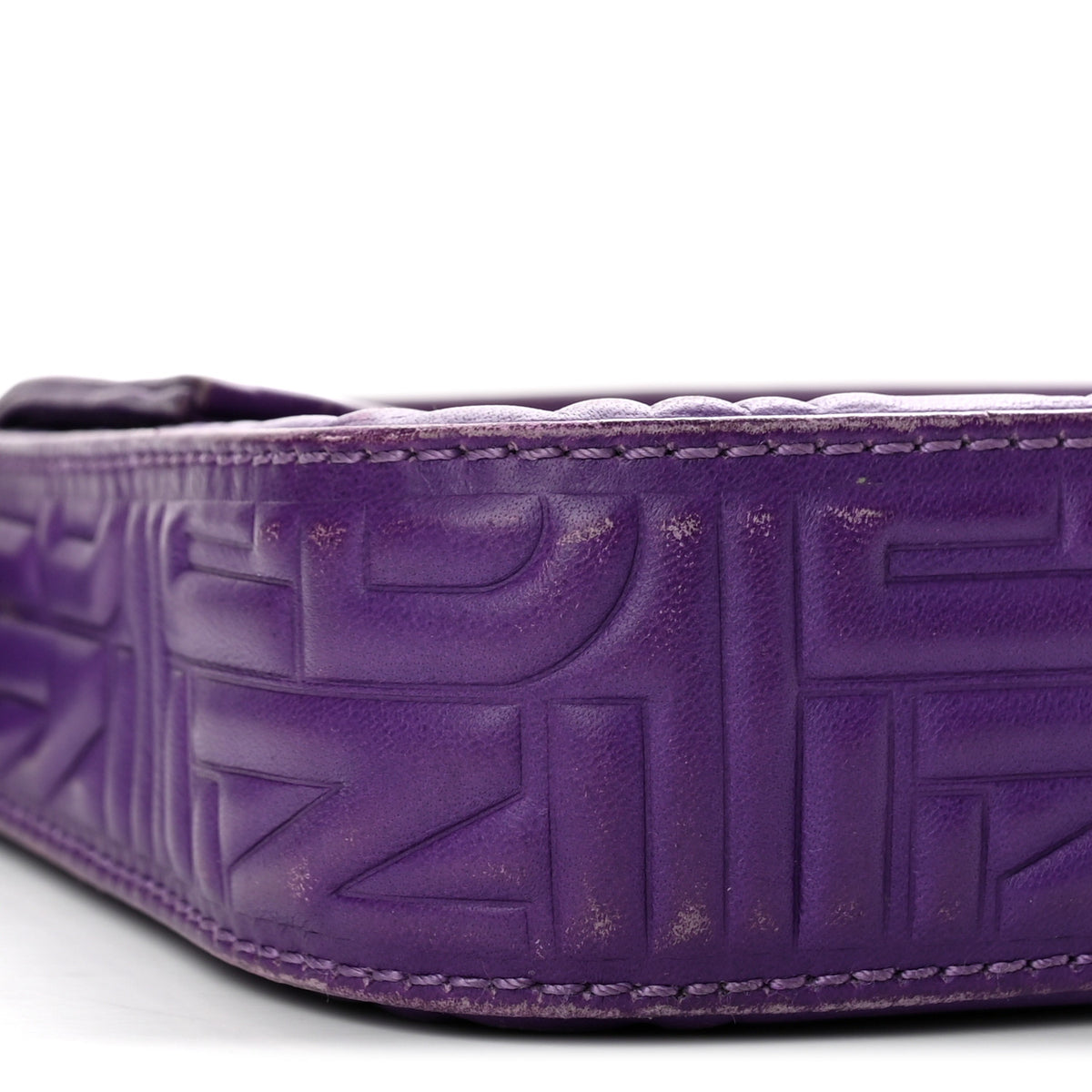 Fendi Nappa Logo Embossed Baguette Purple 9 of 12