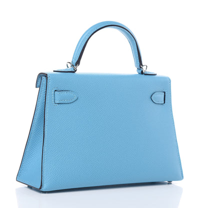 Hermes Epsom Mini Kelly Sellier 20 Bleu Du Nord 3 of 28
