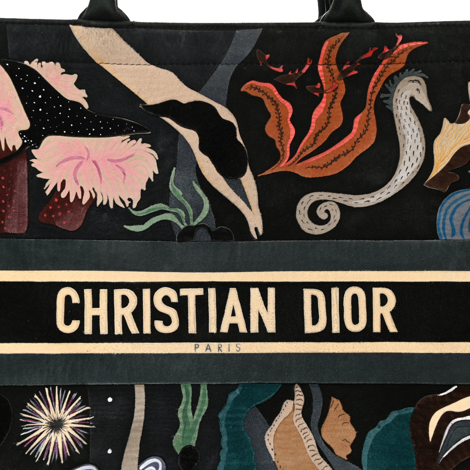 Christian Dior Suede Large Sea Book Tote Black 8 of 14