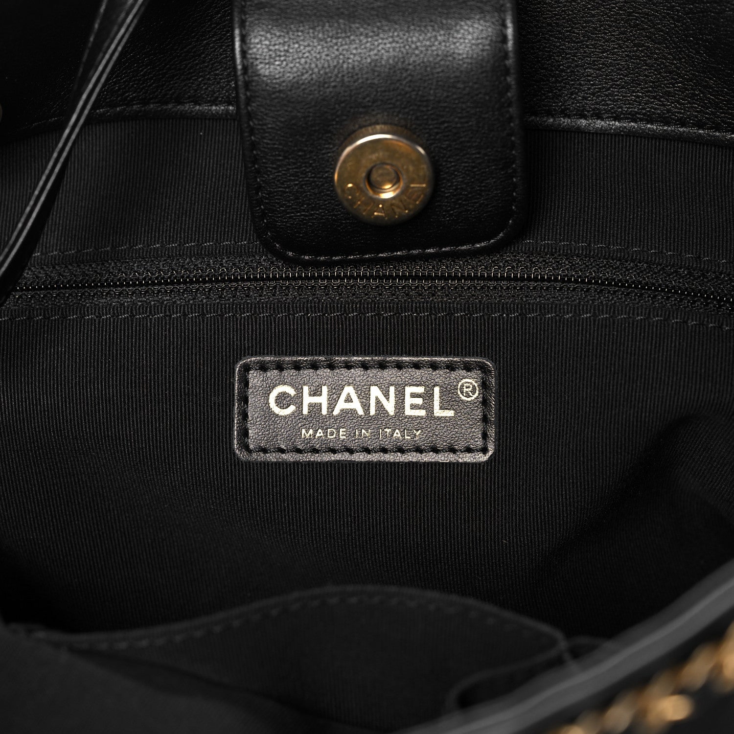 Chanel Calfskin Quilted Chain Lines Shopping Tote Black 6 of 10