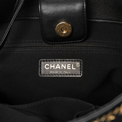 Chanel Calfskin Quilted Chain Lines Shopping Tote Black 6 of 10