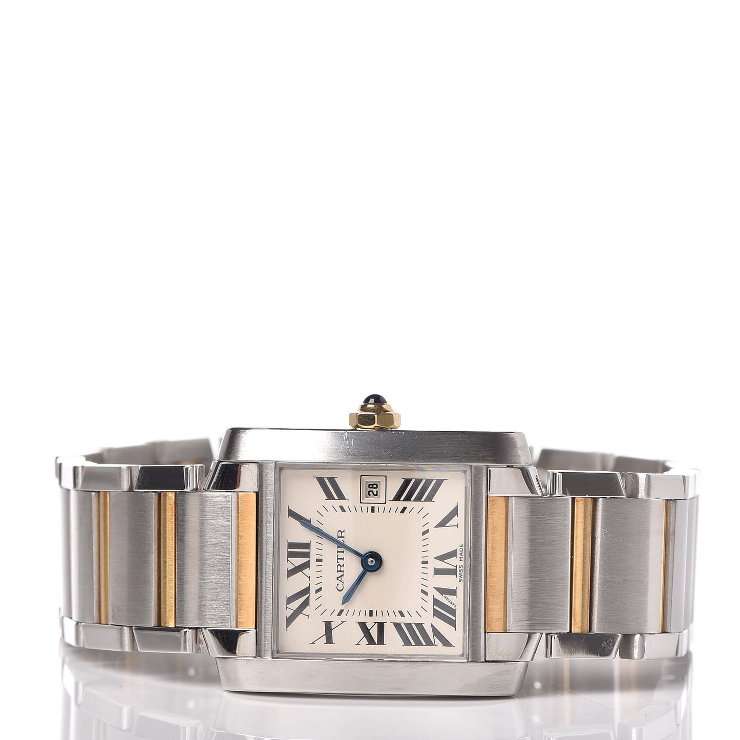 Stainless Steel 18K Yellow Gold 25mm Tank Francaise Quartz Watch