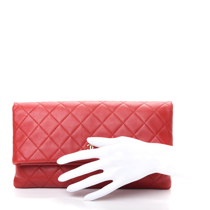 Chanel Lambskin Quilted CC Beauty Clutch Red 2 of 8