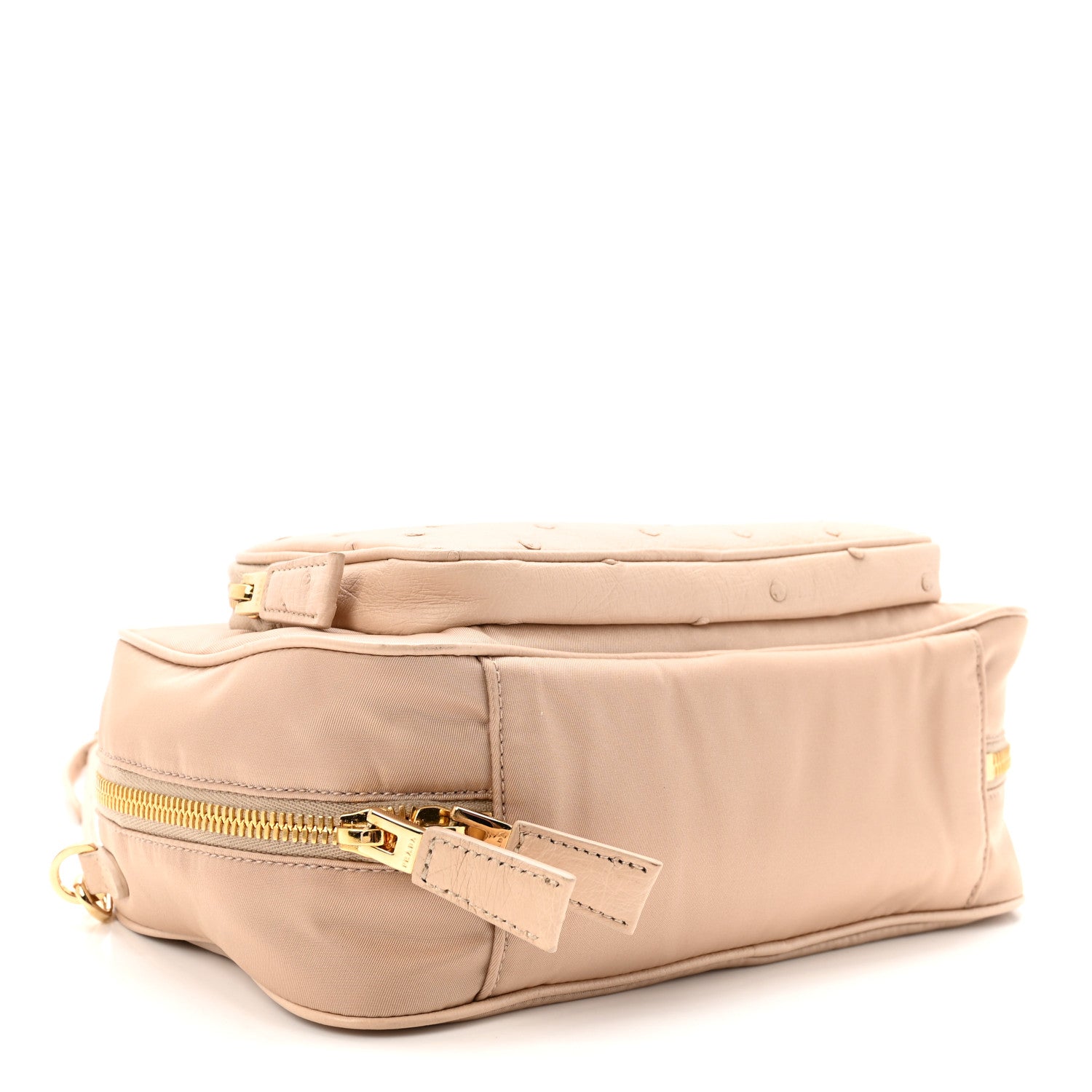 Prada Re-Nylon Ostrich Bauletto Bag Cammeo 4 of 9