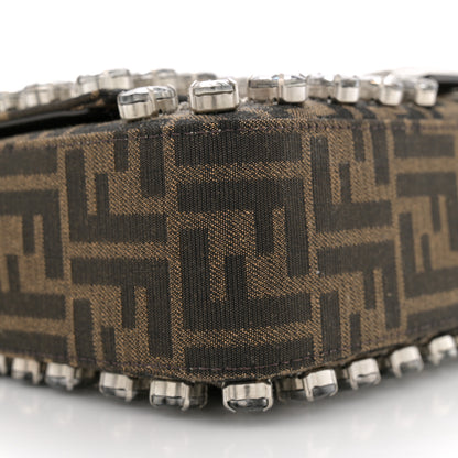 Fendi Fabric Jacquard FF 1974 Crystal Embellished Baguette Tobacco Moro Multicolor 9 of 10
