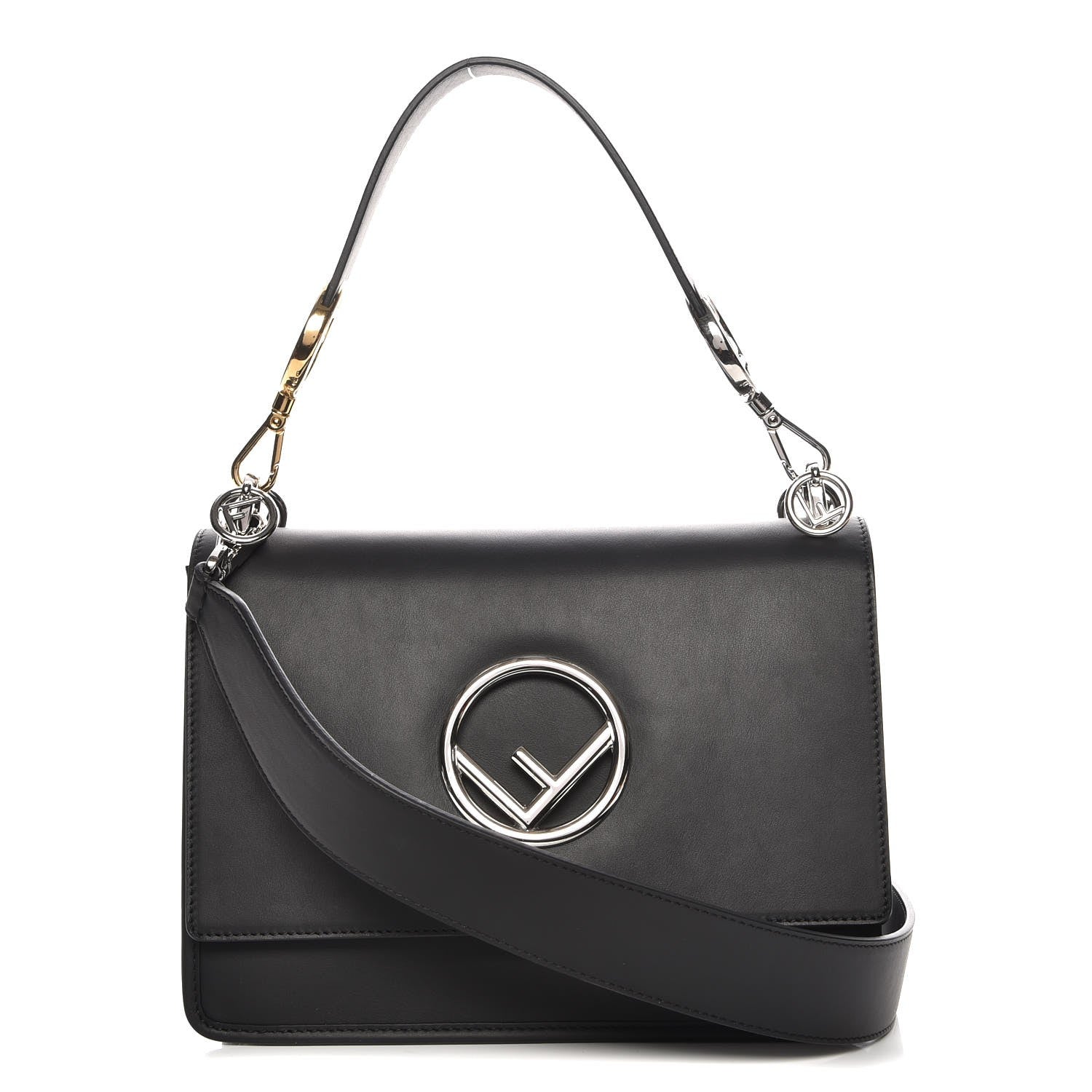 Fendi Vitello Century Opaco F is Fendi Kan I Shoulder Bag Black 1 of 8