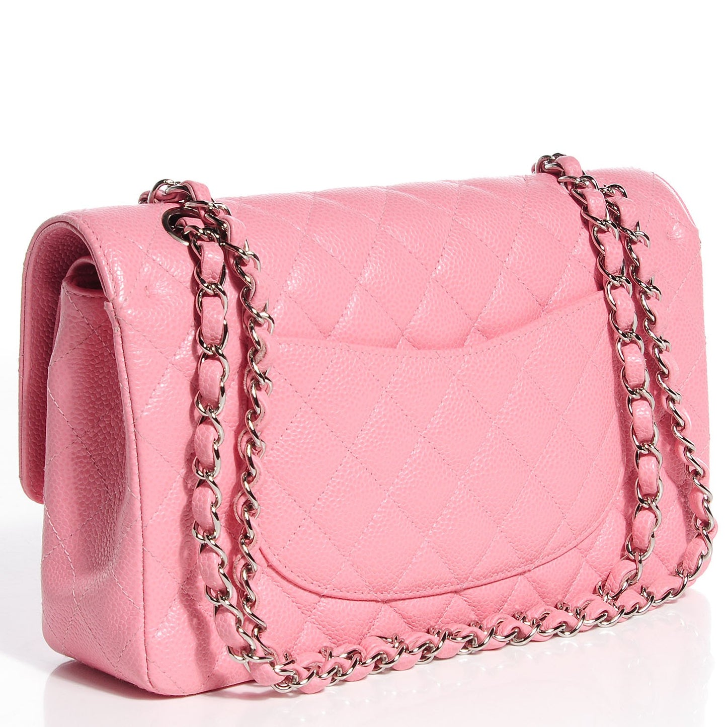Caviar Quilted Medium Double Flap Pink