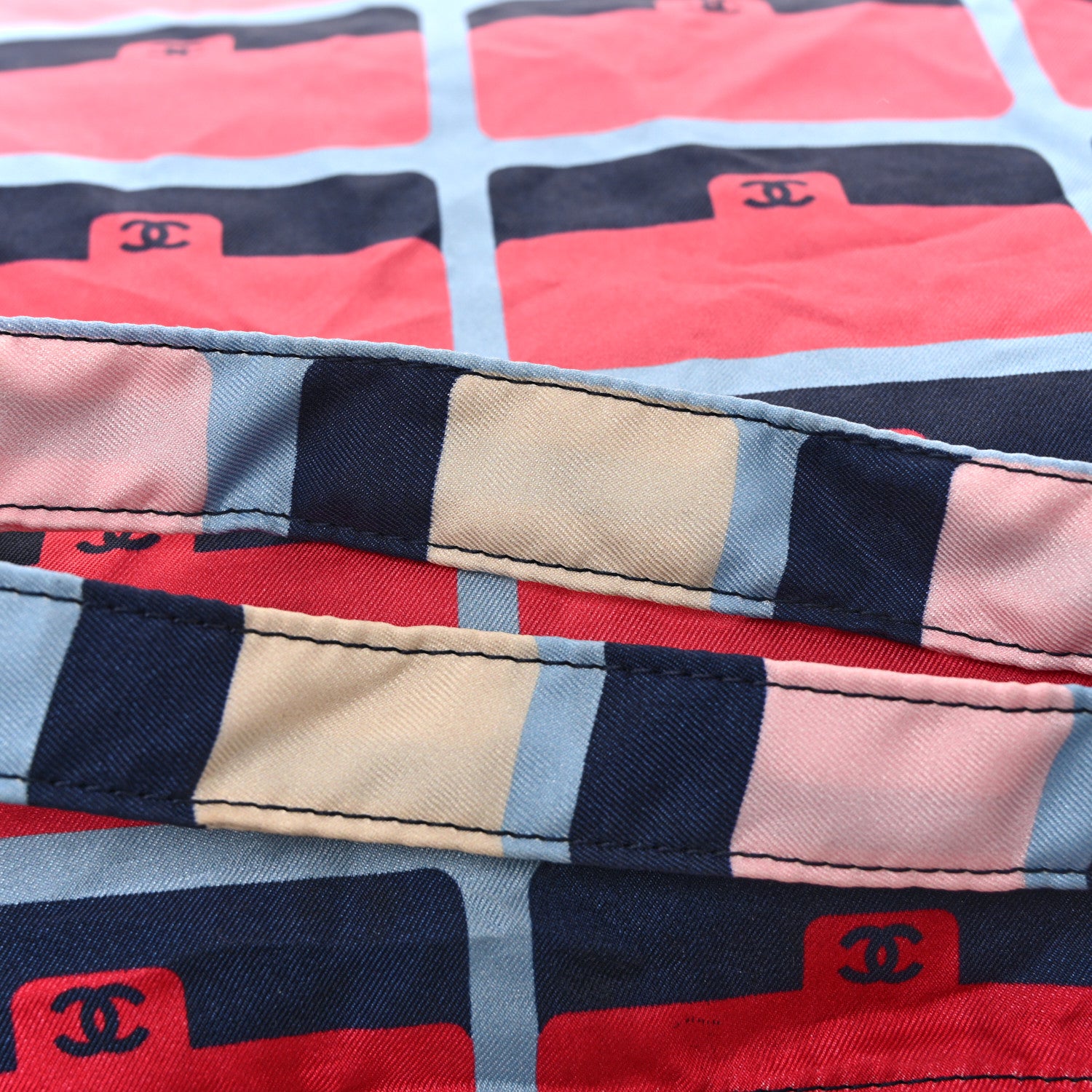 Chanel Caviar Fabric Quilted Foldable Tote With Chain Navy Multicolor 12 of 12