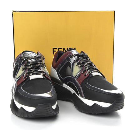Fendi Technical Mesh Calfskin PVC Mens Chunky Sneakers 11 Black Multicolor 9 of 9