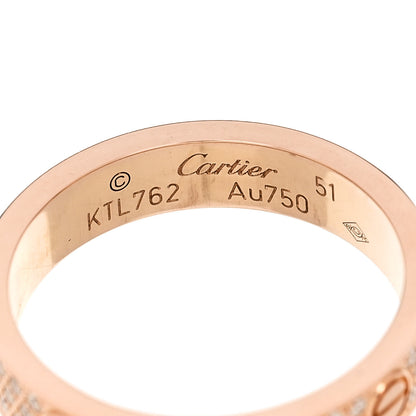 Cartier 18K Pink Gold Diamond 4mm LOVE Wedding Paved Band Ring 51 5.75 4 of 5