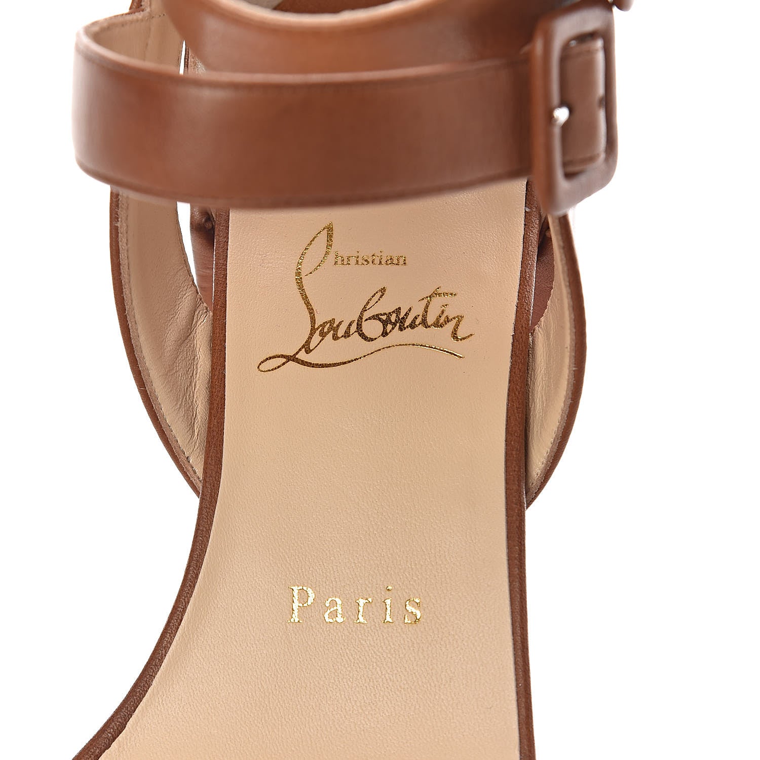 Christian Louboutin Calfskin Multipot 25 Block Heel Sandals 38.5 Cuoio 5 of 8