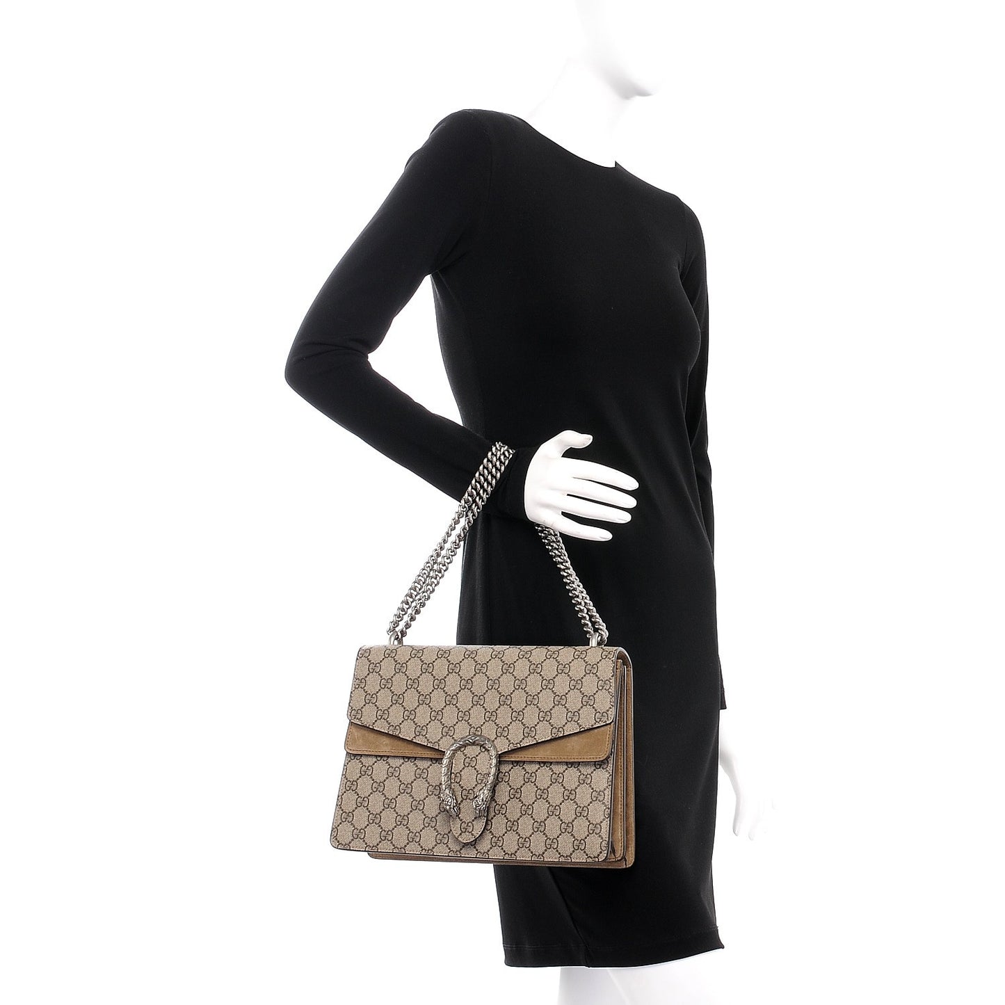GG Supreme Monogram Medium Dionysus Shoulder Bag Taupe