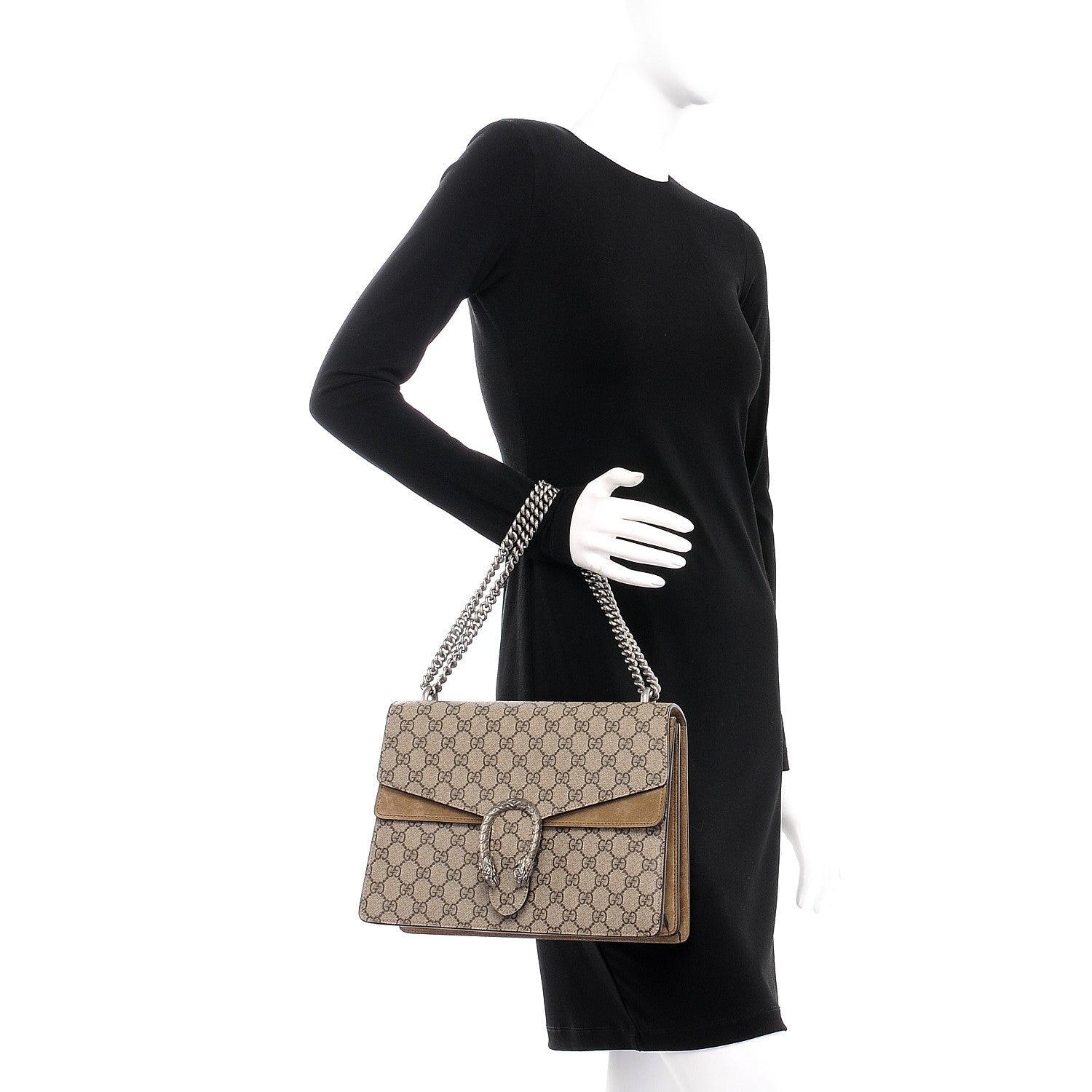 Gucci GG Supreme Monogram Medium Dionysus Shoulder Bag Taupe 3 of 8
