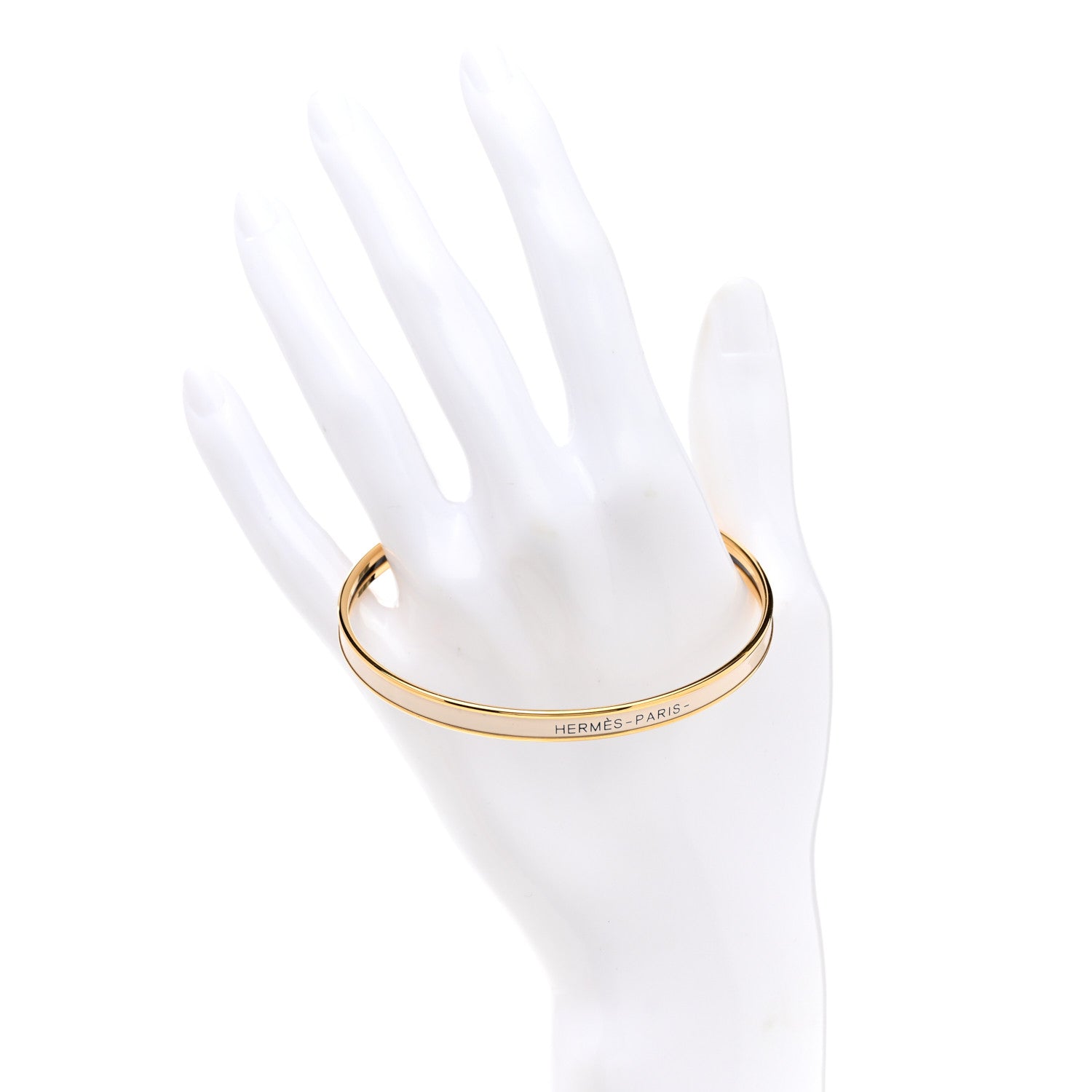 Hermes Enamel Printed Extra Narrow Bracelet 65 White 2 of 5