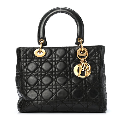 Christian Dior Lambskin Cannage Medium Lady Dior Black 1 of 9