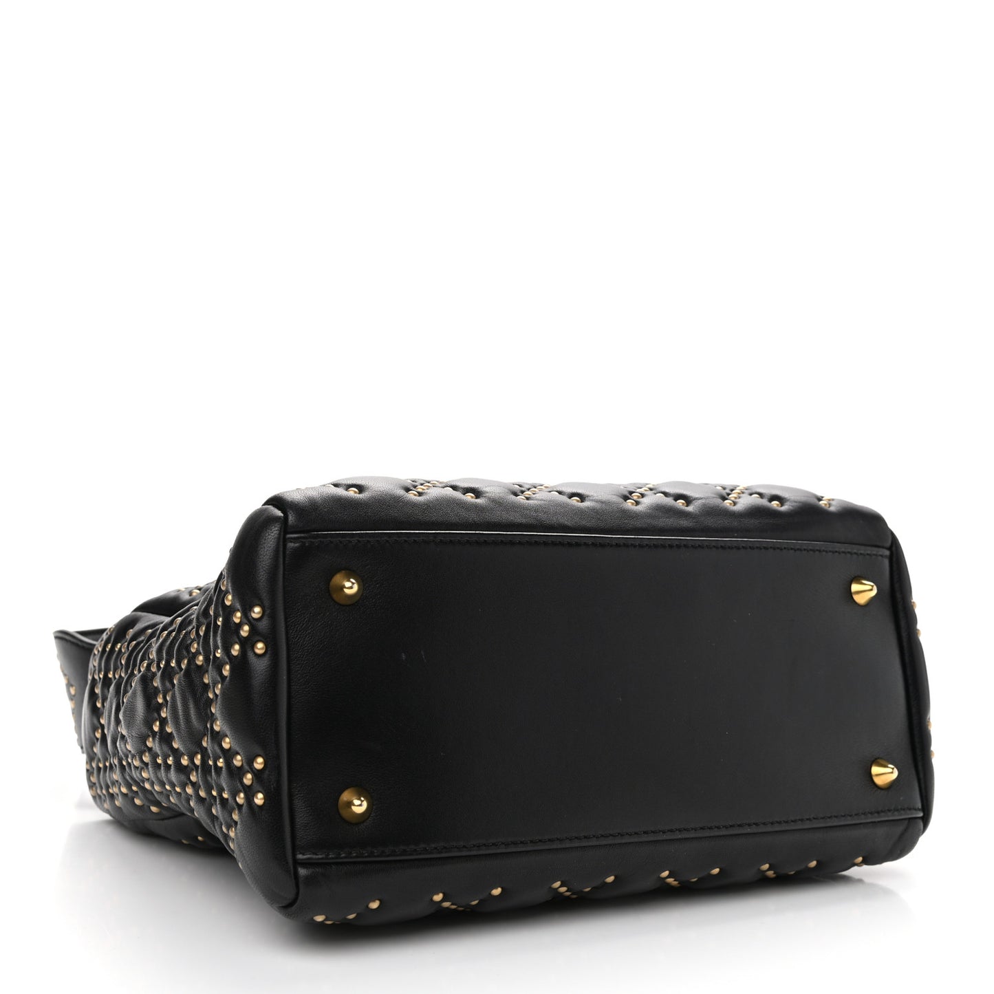 Lambskin Cannage Studded Medium Supple Lady Dior Black