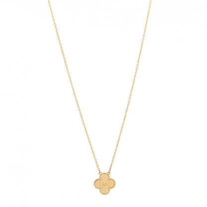 Van Cleef & Arpels 18K Yellow Gold Guilloche Vintage Alhambra Pendant Necklace 1 of 7