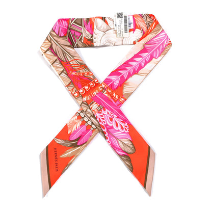 Hermes Silk La Danse Pacifique Twilly Orange Fuchsia Kaki 1 of 4