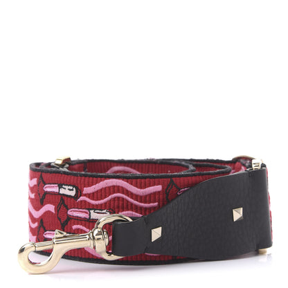 Valentino Garavani Canvas Lipstick Embroidered Rockstud Guitar Strap Multicolor 1 of 5
