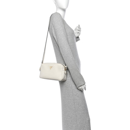 Prada Vitello Daino Soft Medium Double Zip Shoulder Bag White 2 of 10