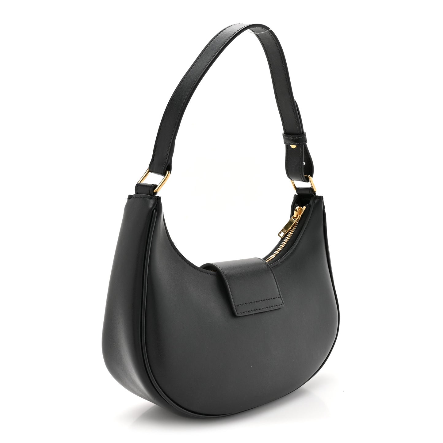 Smooth Calfskin Medium Strap Ava Triomphe Shoulder Bag Black