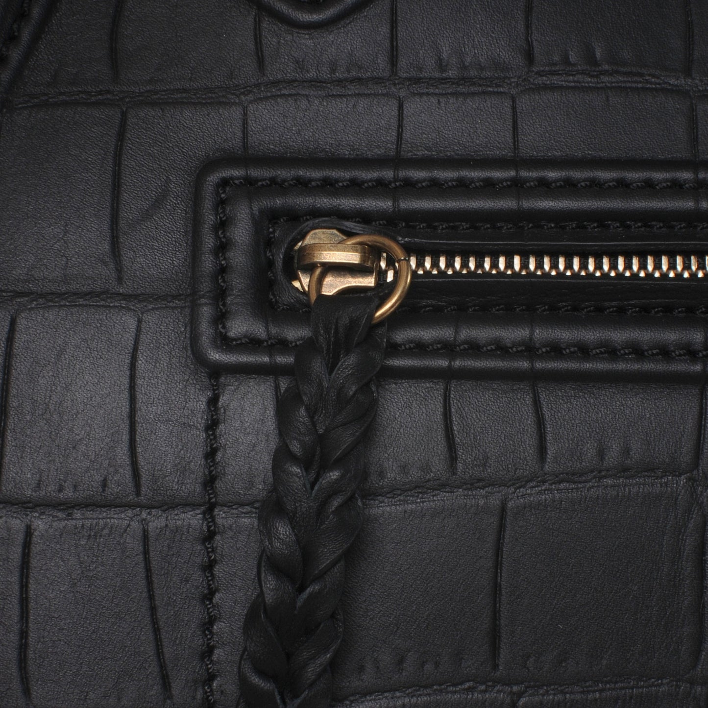 Crocodile Embossed Small Phantom Luggage Black