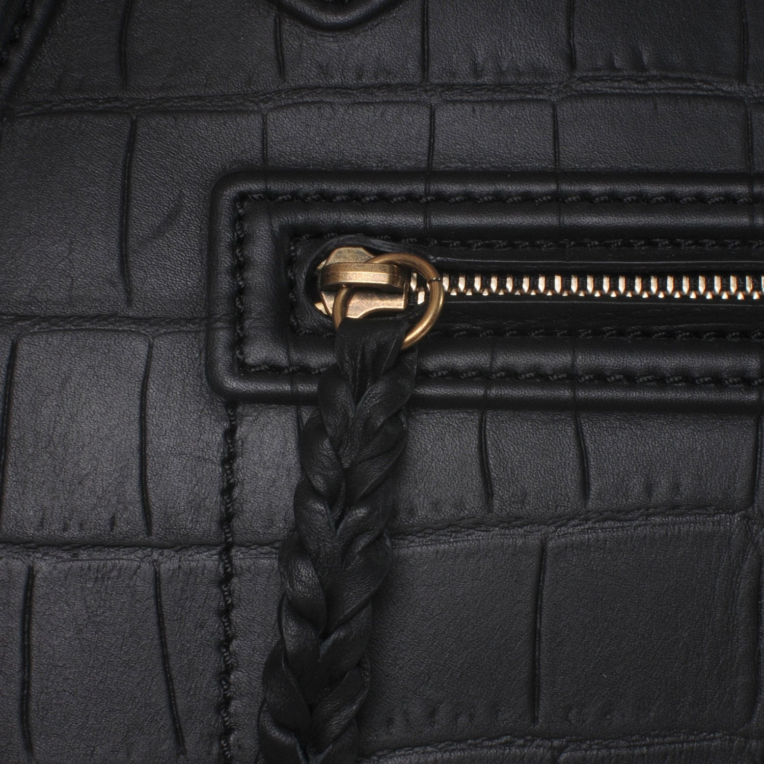 Celine Crocodile Embossed Small Phantom Luggage Black 4 of 8
