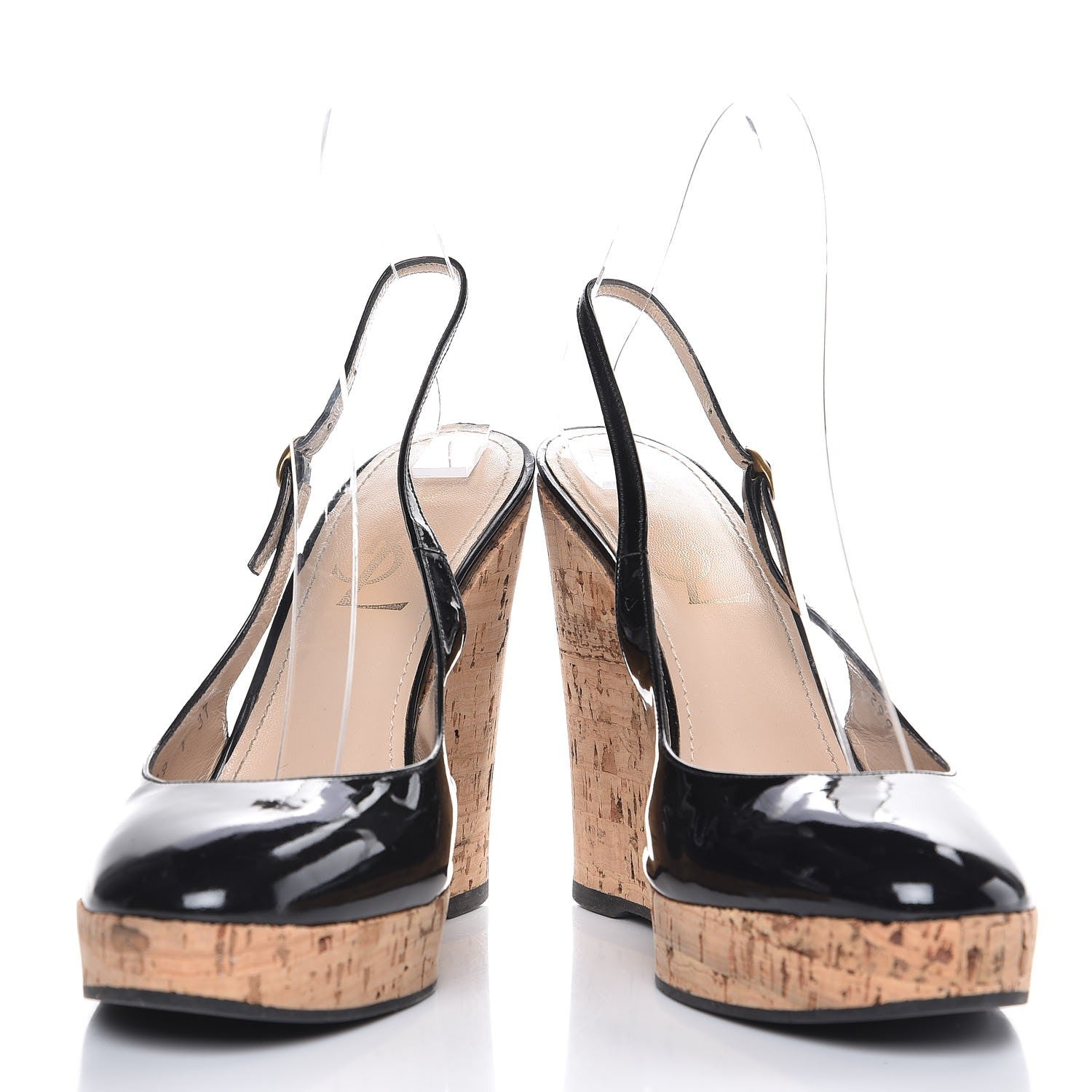 Saint Laurent Patent Cork Lili 100 Wedge Sandals 37 Black 5 of 13