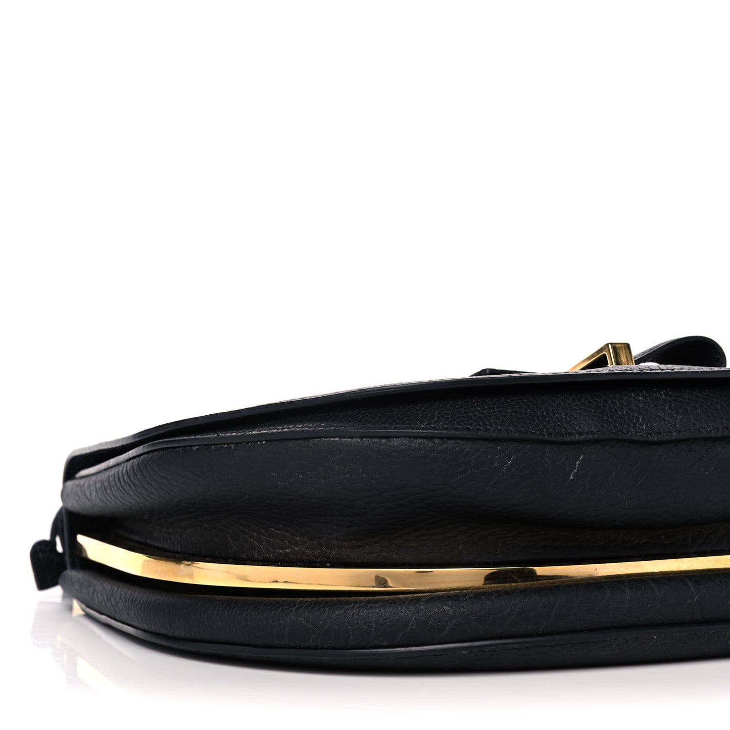 Crispy Calfskin Le Mutin MM Saddle Bag Black