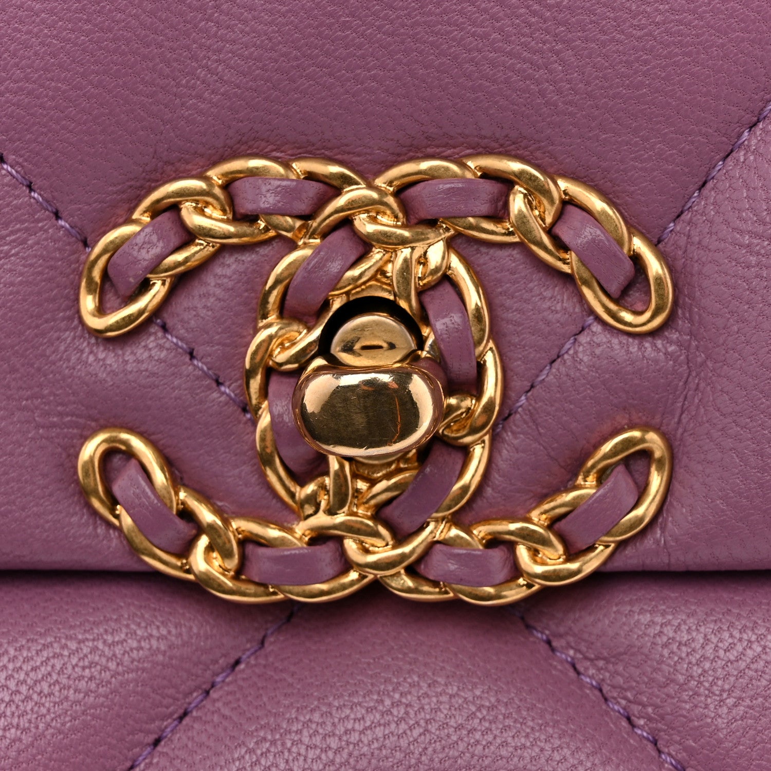 Chanel Goatskin Quilted Medium Chanel 19 Flap Purple 1883435