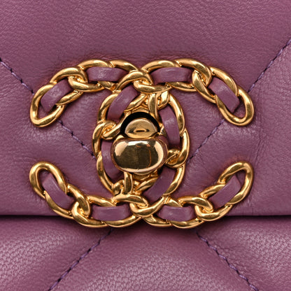 Chanel Goatskin Quilted Medium Chanel 19 Flap Purple 12 of 12