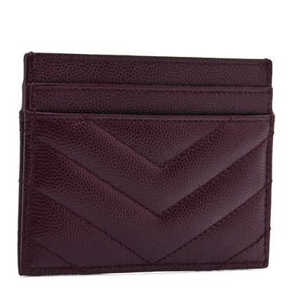 Saint Laurent Grain De Poudre Matelasse Chevron Monogram Credit Card Case Bordeaux 3 of 8