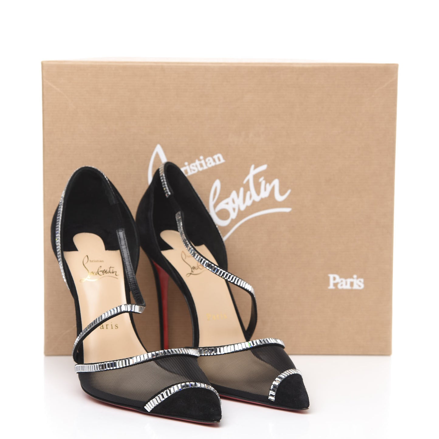 Suede Mesh Embellished Crystal Chiara Dams 100 Pumps 39 Black