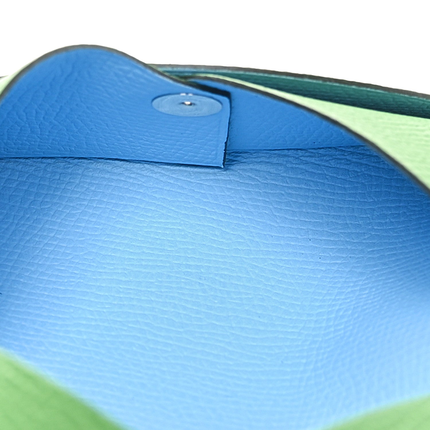 Hermes Epsom Verso Calvi Card Case Vert Yucca Celeste 5 of 8