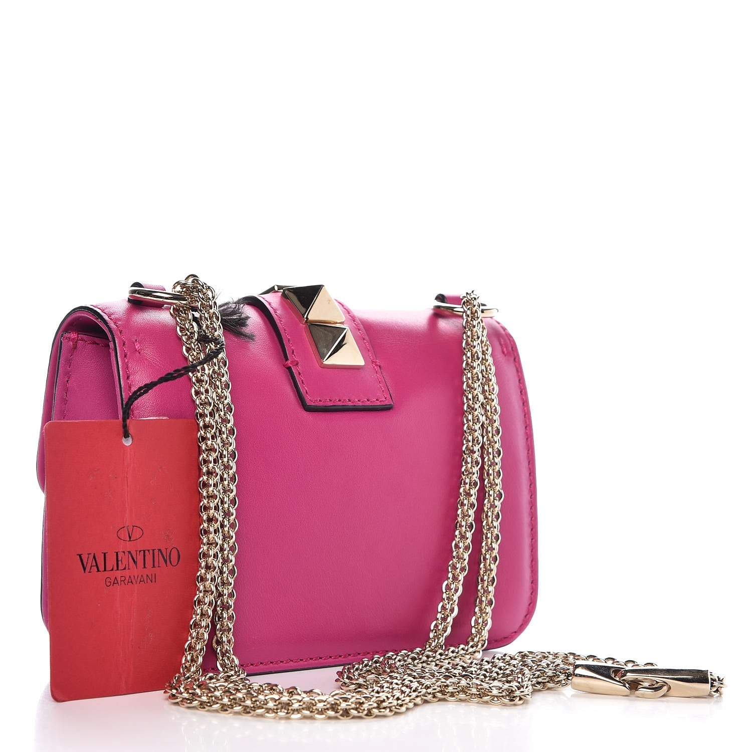 Valentino Garavani Vitello Mini Glam Lock Rockstud Flap Fuxia 3 of 6