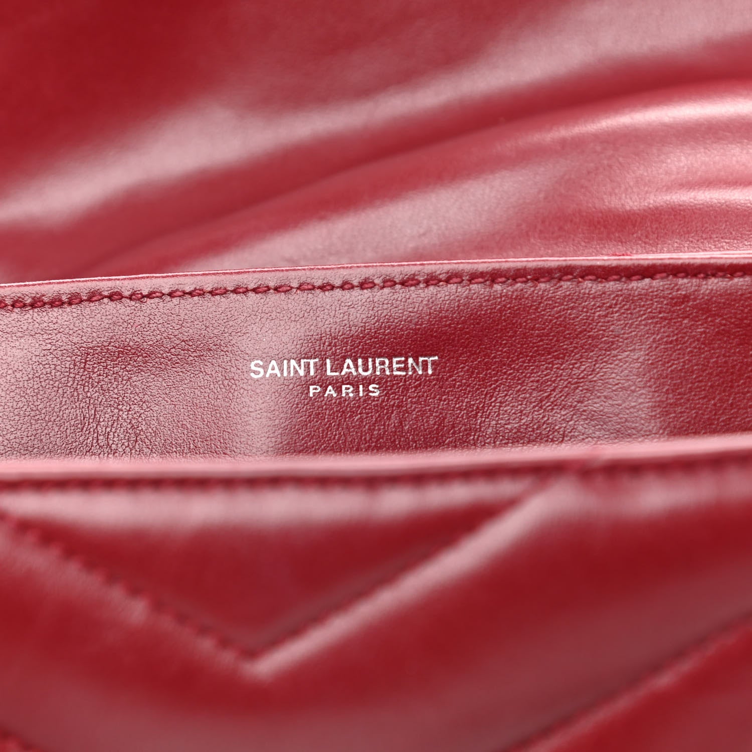Saint Laurent Calfskin Y Quilted Monogram Toy Loulou Crossbody Bag Rouge 5 of 8